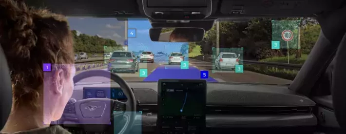 woman in self driving car